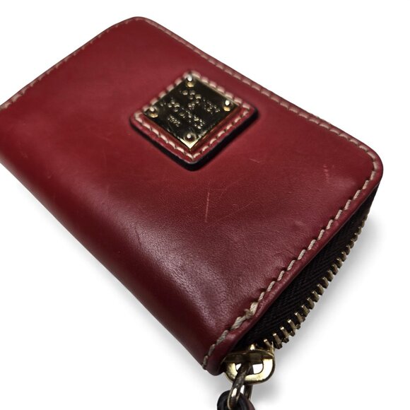 Dooney & Bourke Mini Leather Zip Around Coin Pouch Gold Accent - Picture 6 of 7